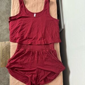 Fabletics Red lounge Set Sleeveless Tank and Shorts